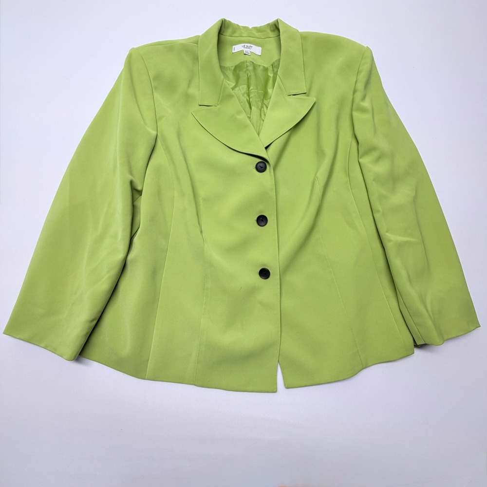 Le Suit Essentials Lime Green 3-Button Blazer Jacket Plus Size 24W Professional